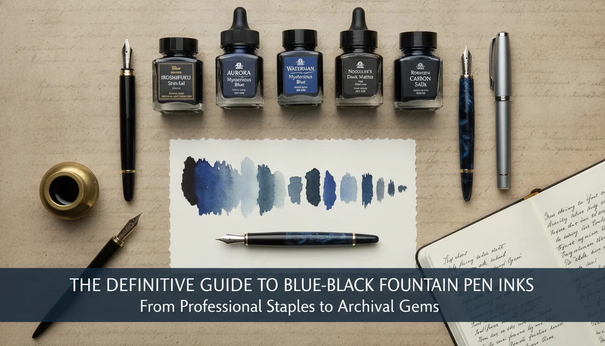 The Definitive Guide to Blue-Black Fountain Pen Inks: From Professional Staples to Archival Gems visual summary